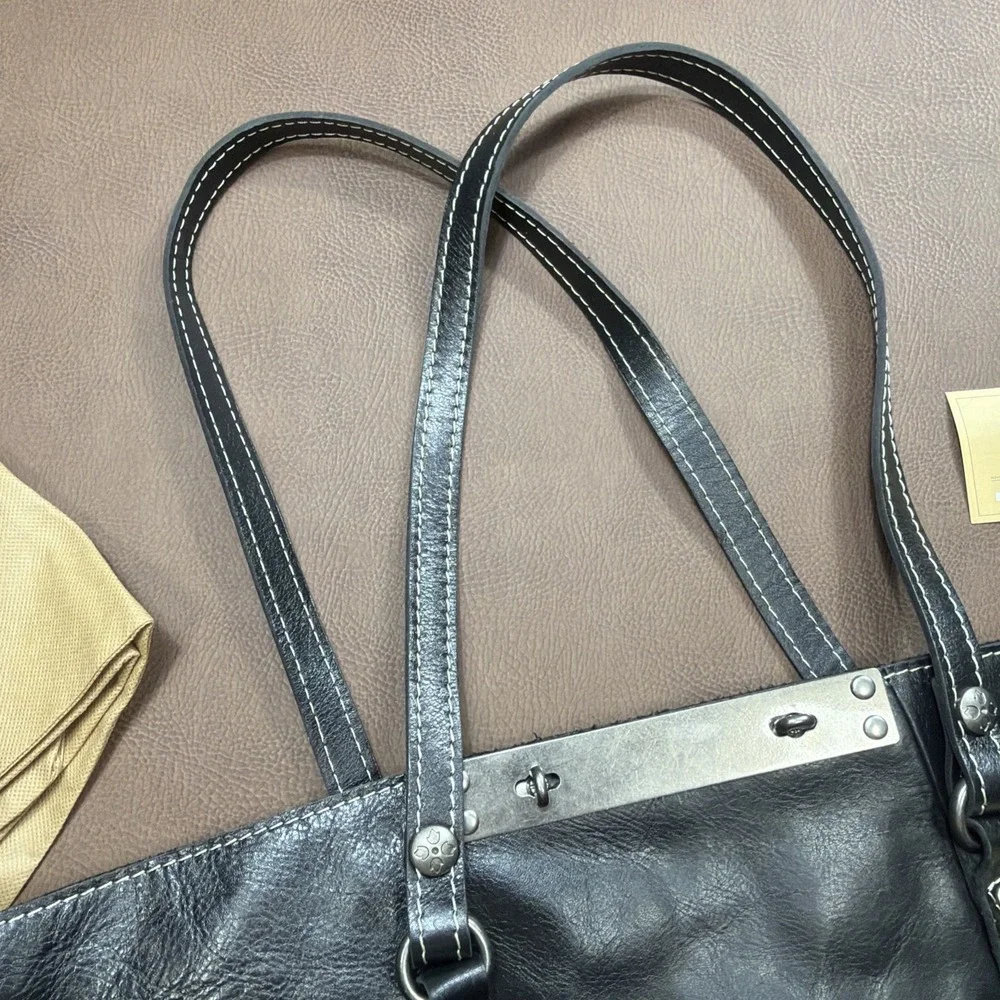 PATRICIA NASH Western Tote Shoulder Bag Studded Black Italian Leather Purse New!